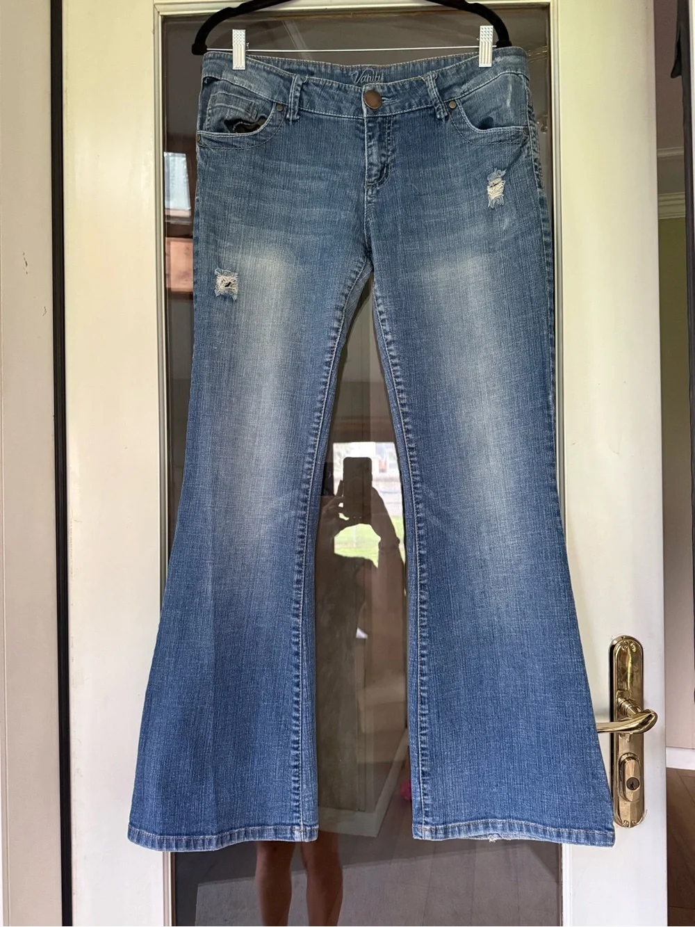 Vanity Blue Distressed Wide-Leg Jeans
